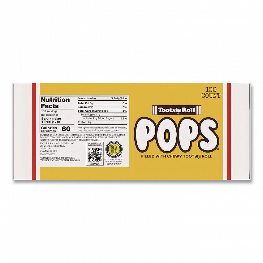 Tootsie Pops, Assorted Original Flavors, 0.6 oz Lollipops, 100/Box (0508)