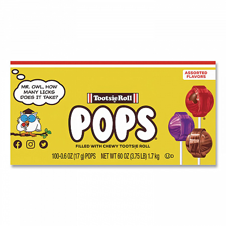 Tootsie Pops, Assorted Original Flavors, 0.6 oz Lollipops, 100/Box (0508)