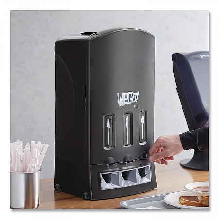 Trio Utensil Dispenser, Holds 100 Forks/100 Knives/100 Spoons, 13.39 x 15.75 x 23.62, Black (56102200)