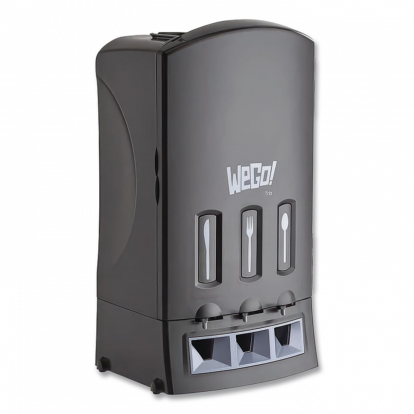 Trio Utensil Dispenser, Holds 100 Forks/100 Knives/100 Spoons, 13.39 x 15.75 x 23.62, Black (56102200)