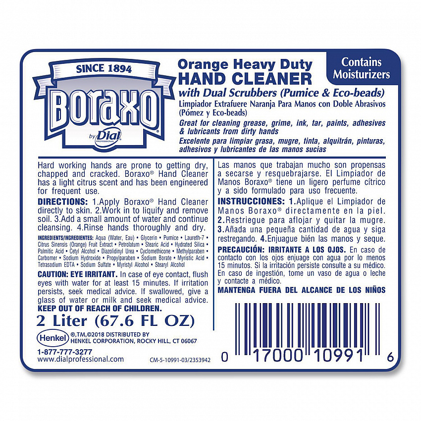 Orange Heavy Duty Hand Cleaner Refill, Citrus Scent, 2 L, 4/Carton (10991CT)