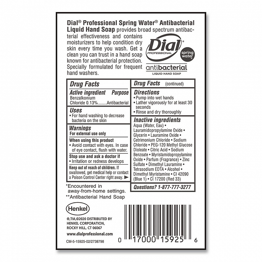Antibacterial Liquid Hand Soap, Spring Water Scent, 1 gal (15926EA)