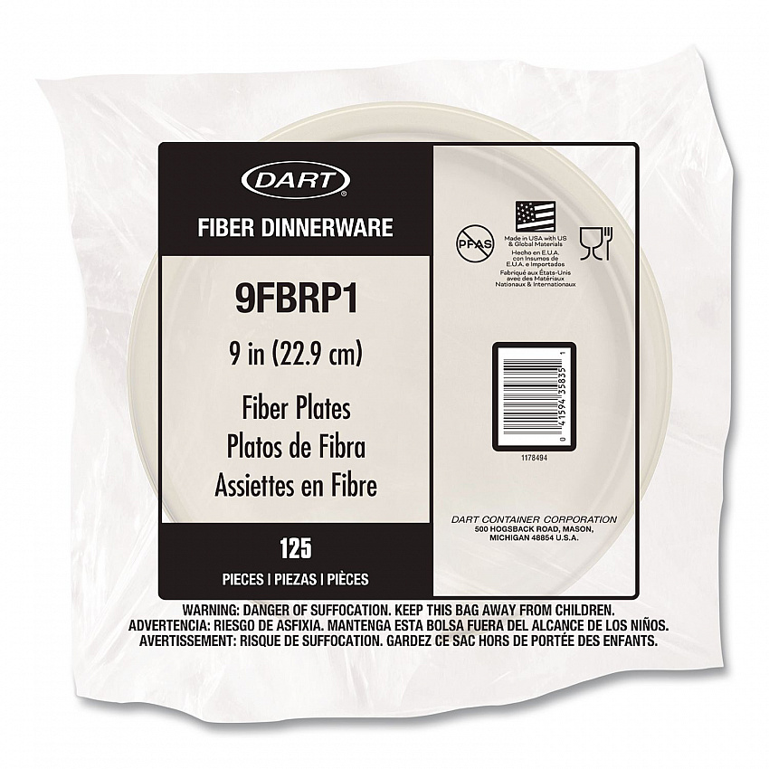 Compostable Molded Fiber Dinnerware, ProPlanet Seal, Plate, 9" dia, Natural, 500/Carton (9FBRP1)