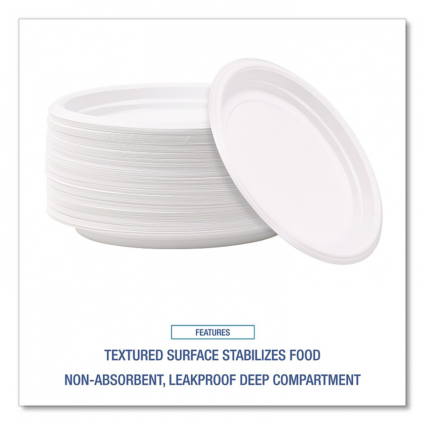 Hi-Impact Plastic Dinnerware, Plate, 6" dia, White, 1,000/Carton (PLTHIPS6WH)
