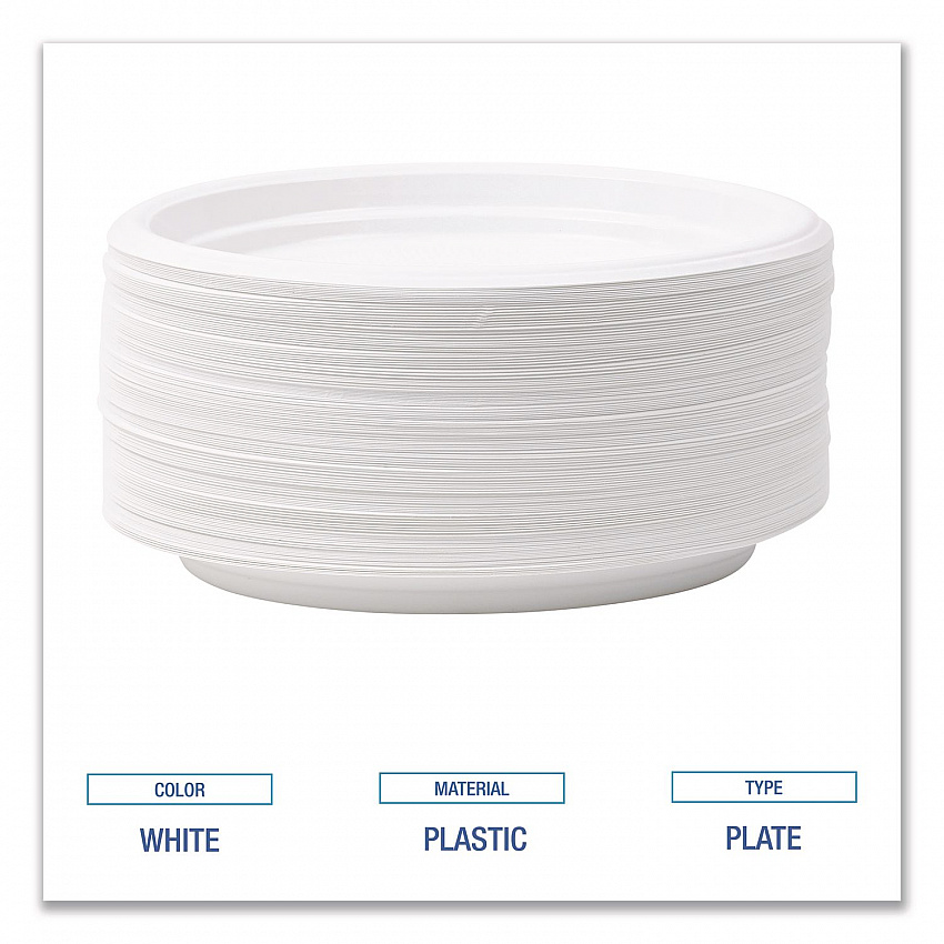 Hi-Impact Plastic Dinnerware, Plate, 6" dia, White, 1,000/Carton (PLTHIPS6WH)