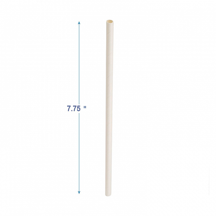 Unwrapped Paper Straws, 7.75 x 0.25, White, 4,800/Carton (PPRSTRWUW)