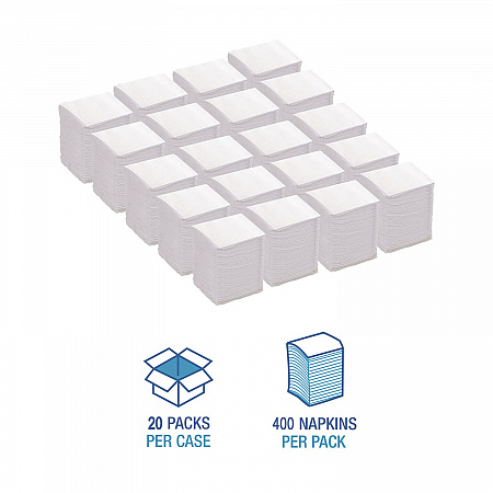 Low-Fold Dispenser Napkins, 1-Ply, 7 x 12, White, 400/Pack, 20 Packs//Carton (8316W)