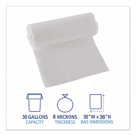 High-Density Can Liners, 30 gal, 8 mic, 30