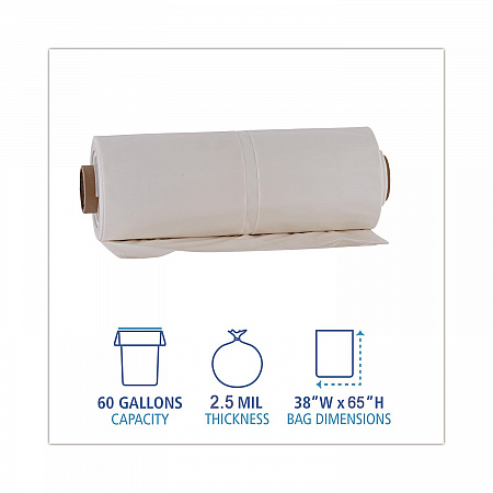 Industrial Can Liner Rolls, 60 gal, 2.5 mil, 21