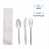 Four-Piece Cutlery Kit, Mediumweight, Fork/Knife/Napkin/Spoon, Plastic, White, 250/Carton (FKTNMWPPWH)