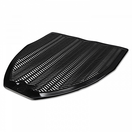 Disposable Urinal Floor Mat, Shield-Shaped, Fresh Blast Scent, Black Non-Slip Perforated Surface, 17.5