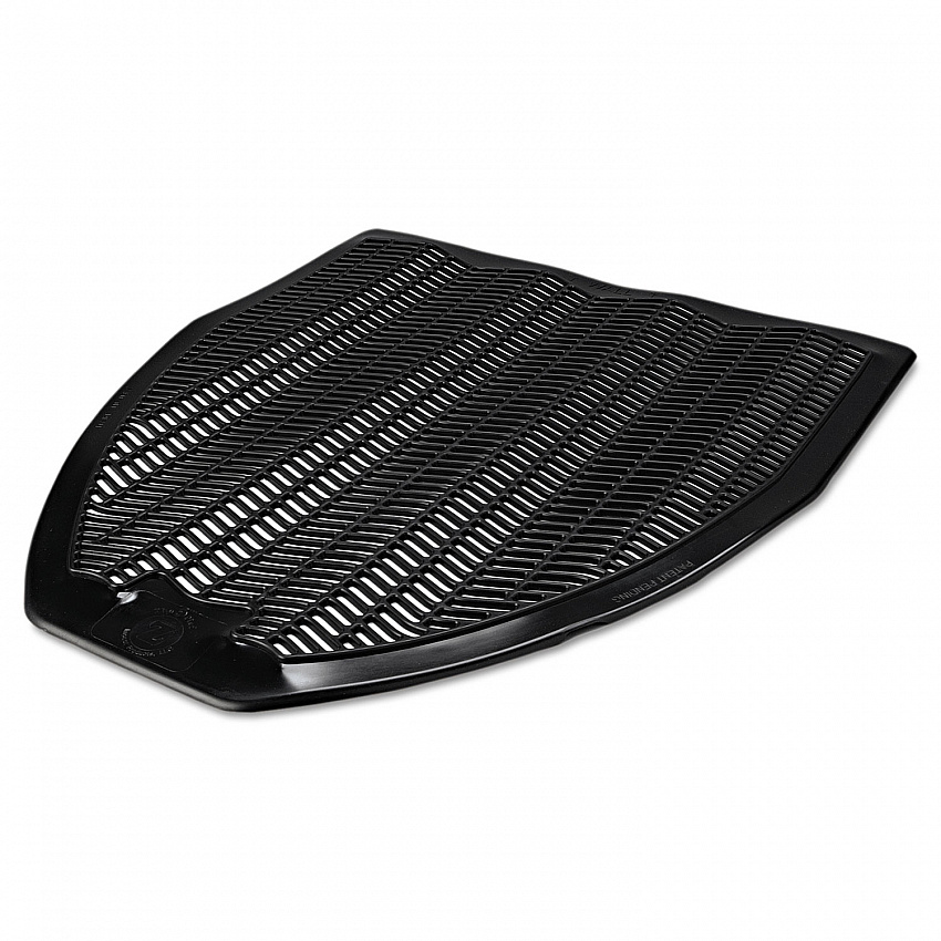 Disposable Urinal Floor Mat, Shield-Shaped, Fresh Blast Scent, Black Non-Slip Perforated Surface, 17.5" x 20.38", 6/Carton (15255)