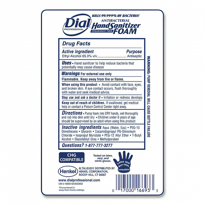 Antibacterial Foaming Hand Sanitizer Refill for FIT Touch Free Dispenser, 1 L Bottle, Fragrance-Free (16694EA)