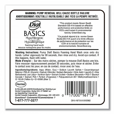 Basics Hypoallergenic Foaming Hand Wash Refill for FIT Manual Dispenser, Honeysuckle Scent, 1.2 L, 3/Carton (16714)