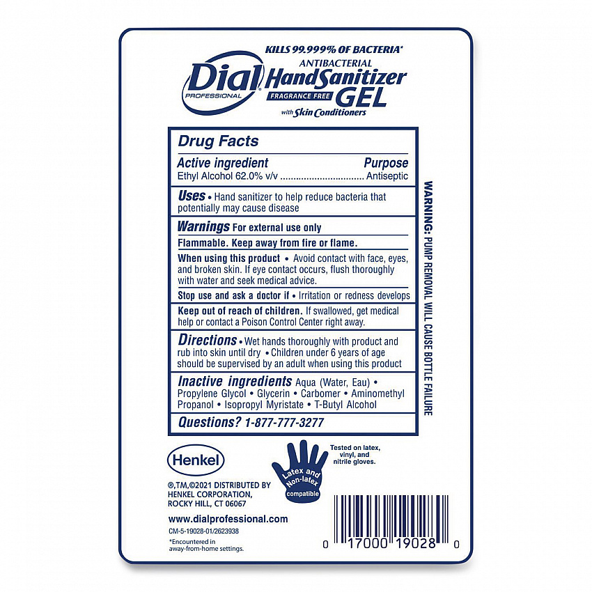 Antibacterial Gel Hand Sanitizer Refill for FIT Touch Free Dispenser, 1.2 L Bottle, Fragrance-Free, 3/Carton (19029)