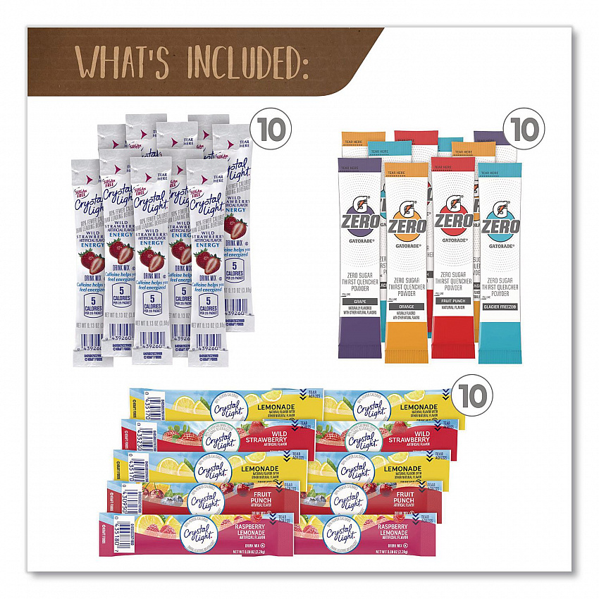 Drink Mixes Snack Box, 50 Assorted Mixes/Box (70000165)