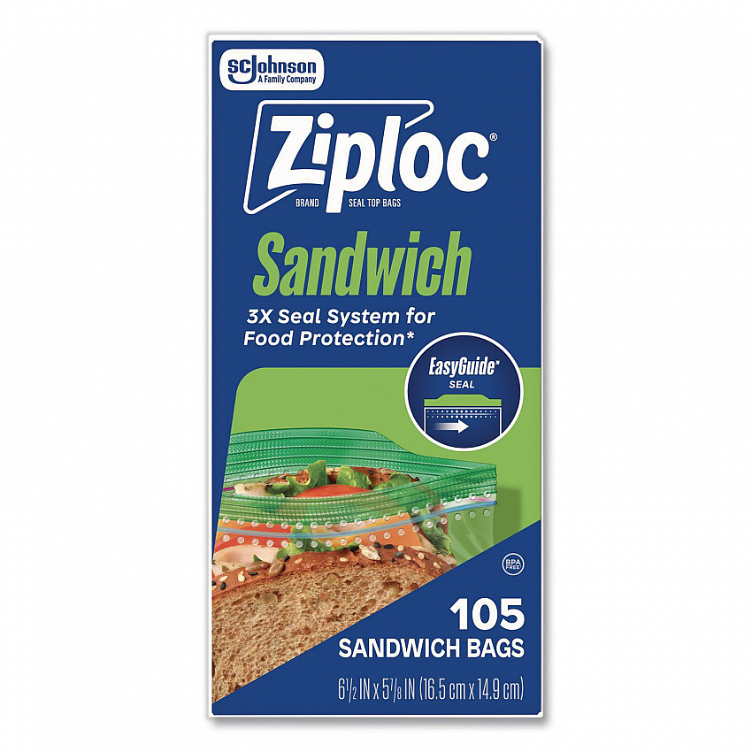 Resealable Sandwich Bags, 6.5" x 5.88", Clear, 90/Pack (366151)