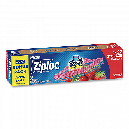 Double Zipper Storage Bags, Triple System Seal, Gallon, 9.6