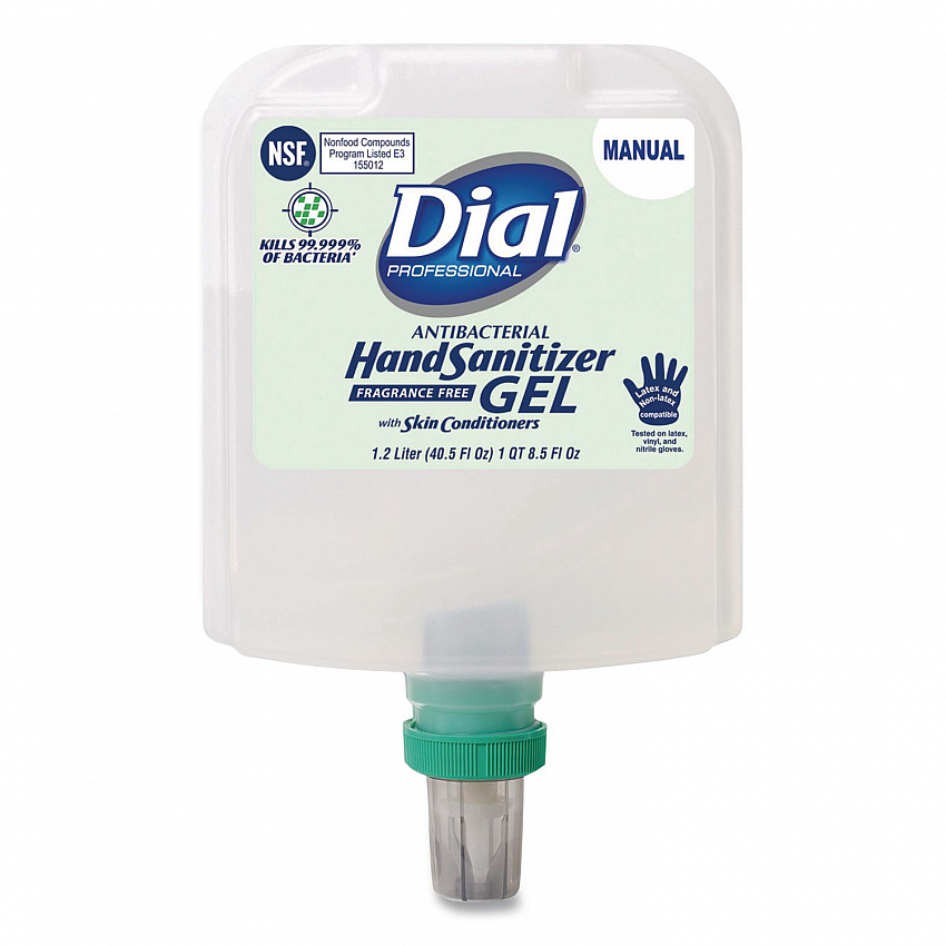 Antibacterial Gel Hand Sanitizer Refill for Dial 1700 Dispenser, 1.2 L Refill, Fragrance-Free, 3/Carton (19711)