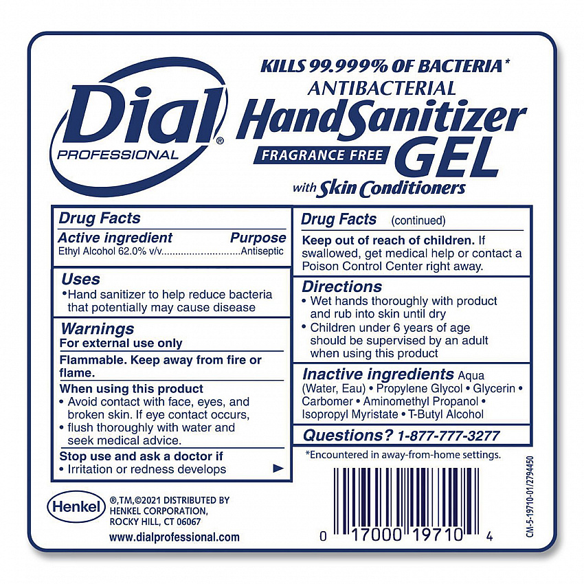 Antibacterial Foaming Hand Sanitizer Refill for Dial 1700 V Dispenser, 1.2 L, Fragrance Free, 3/Carton (19717CT)