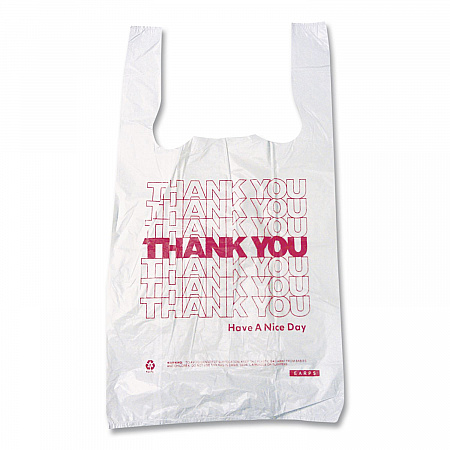 Thank You High-Density Shopping Bags, Have a Nice Day Labeling, Cut-Out Handles, 10