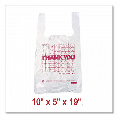 Thank You High-Density Shopping Bags, Have a Nice Day Labeling, Cut-Out Handles, 10