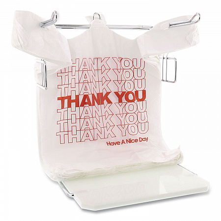 Thank You High-Density Shopping Bags, Have a Nice Day Labeling, Cut-Out Handles, 10