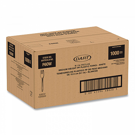 Style Setter Medium Weight Polypropylene Cutlery, Fork, Plastic, White, 1,000/Carton (F6OW)