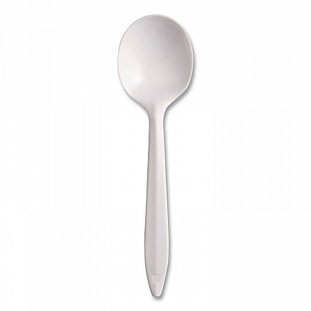 Style Setter Medium Weight Polypropylene Cutlery, Soup Spoon, Plastic, White, 1,000/Carton (SU6OW)