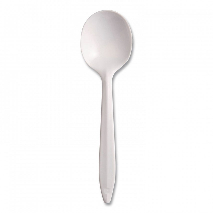 Style Setter Medium Weight Polypropylene Cutlery, Soup Spoon, Plastic, White, 1,000/Carton (SU6OW)
