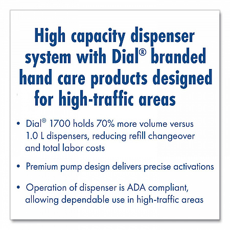 Dial 1700 Manual Dispenser, 1.7 L, 7.07 x 3.95 x 12.66, Pearl, 3/Carton (20078)