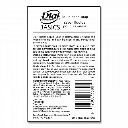 Basics MP Free Liquid Hand Soap Refill, Honeysuckle Scent, 3.78 L (33809EA)