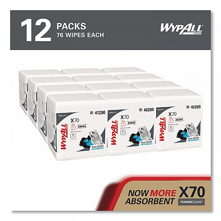 X70 Cloths, 1/4 Fold, 12.5 x 12, White, 76/Pack, 12 Packs/Carton (41200)