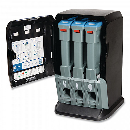 Tri-Tower Mini Dispenser, Holds Forks/Knives/Spoons or Sporks, 13.15 x 31.03 x 17.5, Black/Gray (DUSSTDSP3MIN)