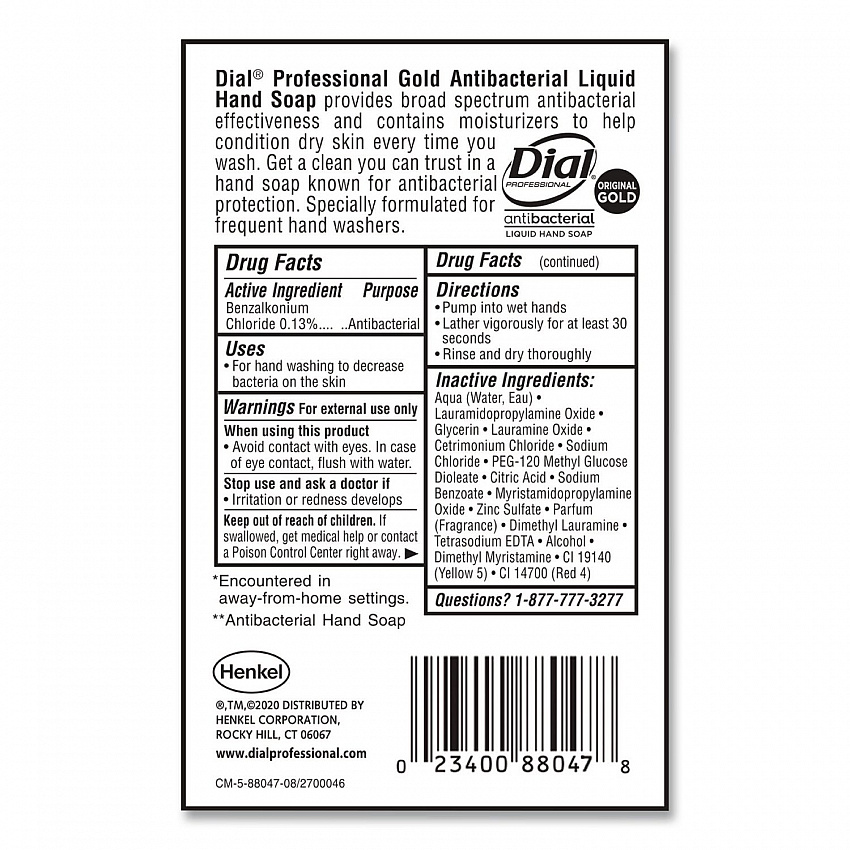 Gold Antibacterial Liquid Hand Soap, 1 gal, 4/Carton (88047CT)