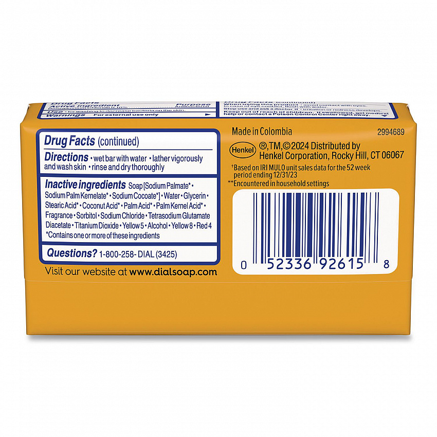 Deodorant Bar Soap, Iconic Dial Gold Fragrance, 4 oz, 36/Carton (92617)