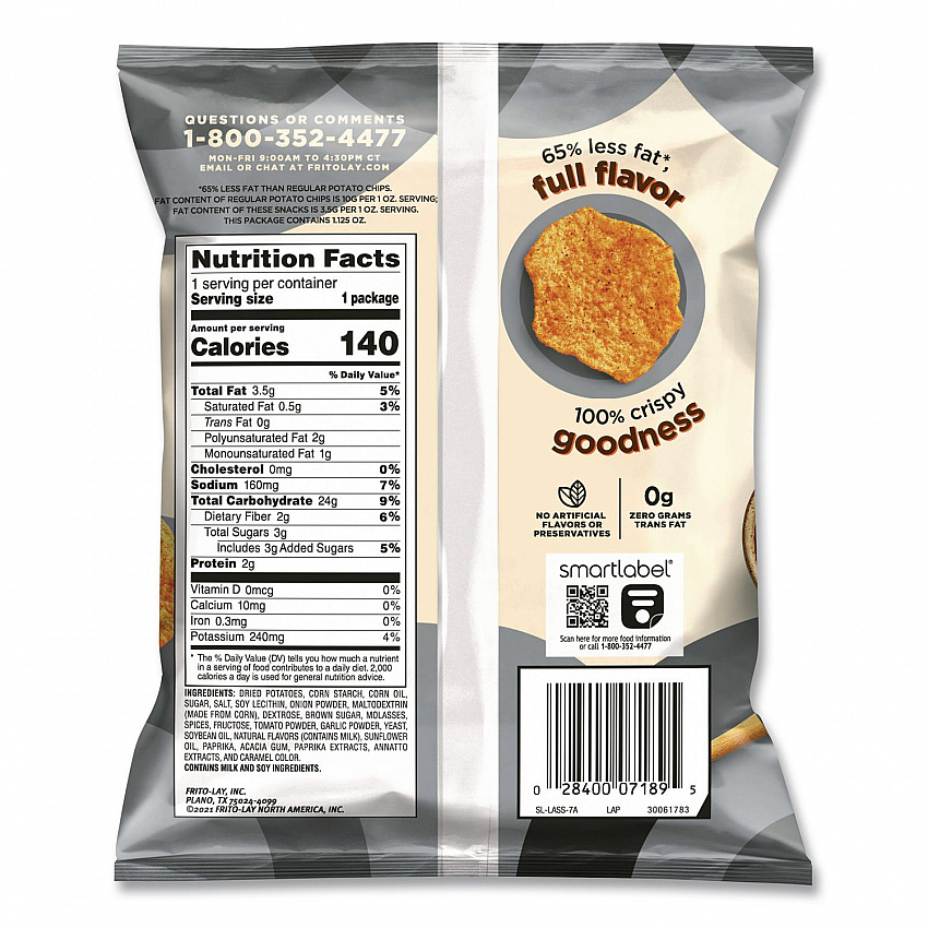 Baked Variety Pack, Baked Cheetos/Baked Lays BBQ/Baked Lays Original/Baked Ruffles Cheddar Sour Cream, 30 Bags/BX, 2 Boxes/CT (77325)