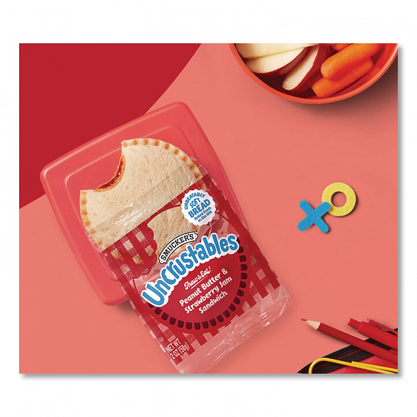 UNCRUSTABLES Peanut Butter and Strawberry Jam, 2 oz, 10/Box, 2 Boxes/Carton (90300133)