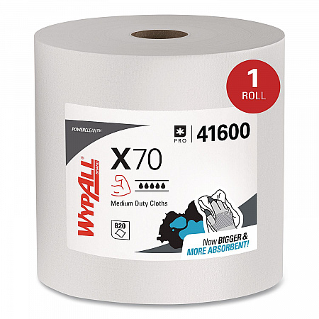 X70 Cloths, Jumbo Roll, Perforated, 12.4 x 12.2, White, 820 Towels/Roll (41600)