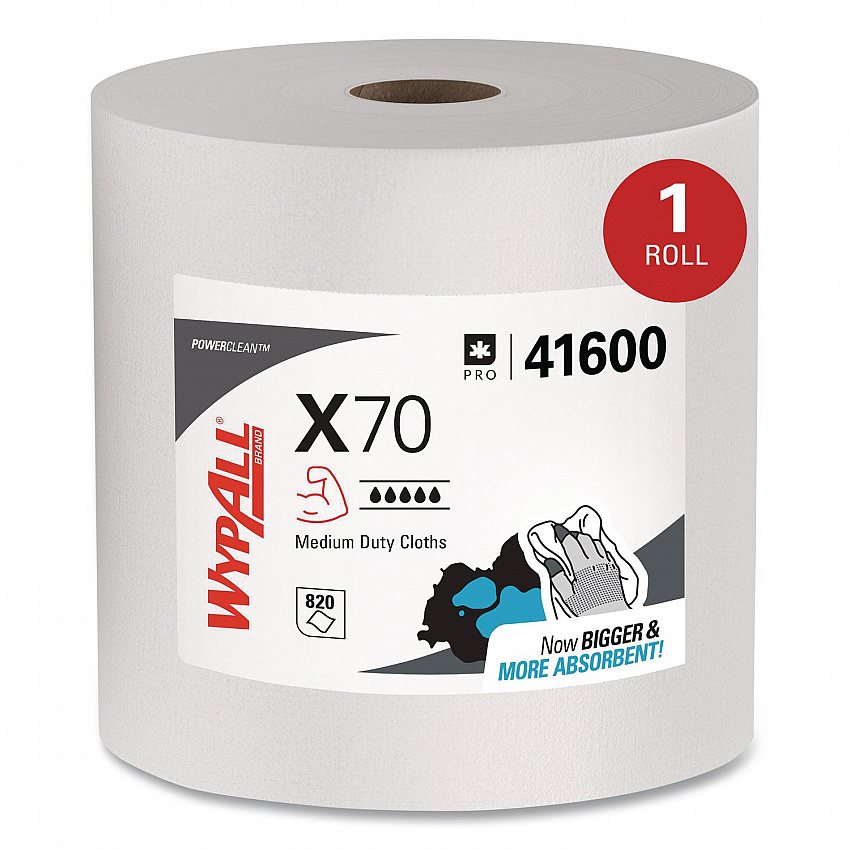 X70 Cloths, Jumbo Roll, Perforated, 12.4 x 12.2, White, 820 Towels/Roll (41600)
