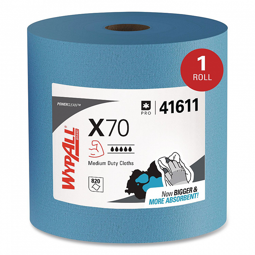 X70 Cloths, Jumbo Roll, 12.4 x 12.2, Blue, 820/Roll (41611)