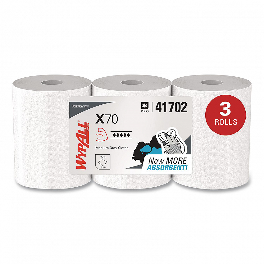 X70 Cloths, Center-Pull, 9.8 x 12.2, White, 275/Roll, 3 Rolls/Carton (41702)