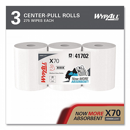 X70 Cloths, Center-Pull, 9.8 x 12.2, White, 275/Roll, 3 Rolls/Carton (41702)