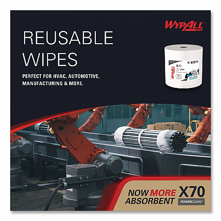 X70 Wipers in a Bucket Refills, No Bucket, 13 x 10, Unscented, White, 220/Rolls, 3 Rolls/Carton (83571)