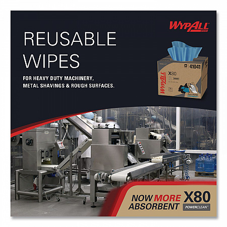 Power Clean X80 Heavy Duty Cloths, 11.1 x 16.8, Blue, 152 Wipers/Carton (41041)