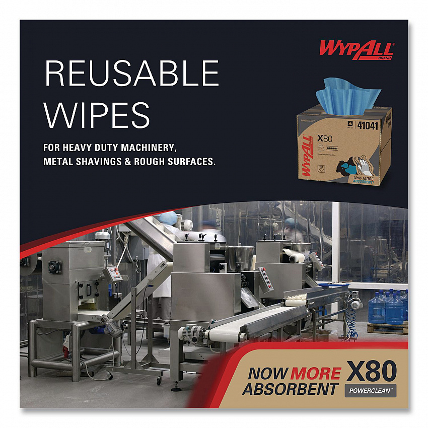Power Clean X80 Heavy Duty Cloths, 11.1 x 16.8, Blue, 152 Wipers/Carton (41041)