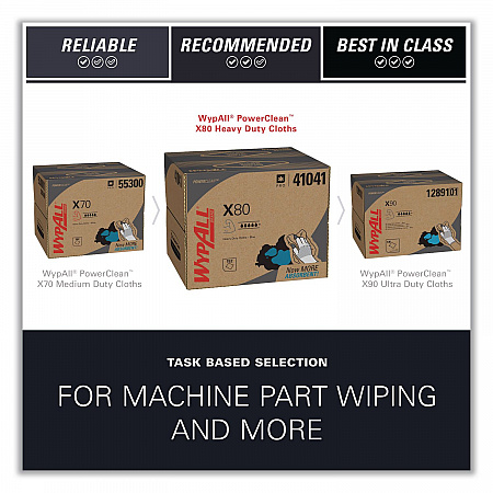 Power Clean X80 Heavy Duty Cloths, 11.1 x 16.8, Blue, 152 Wipers/Carton (41041)