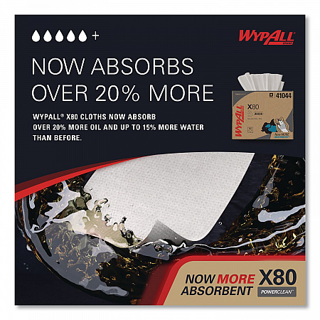 Power Clean X80 Cloths, HYDROKNIT, BRAG Box, 11.1 x 16.8, White, 152/Carton (41044)