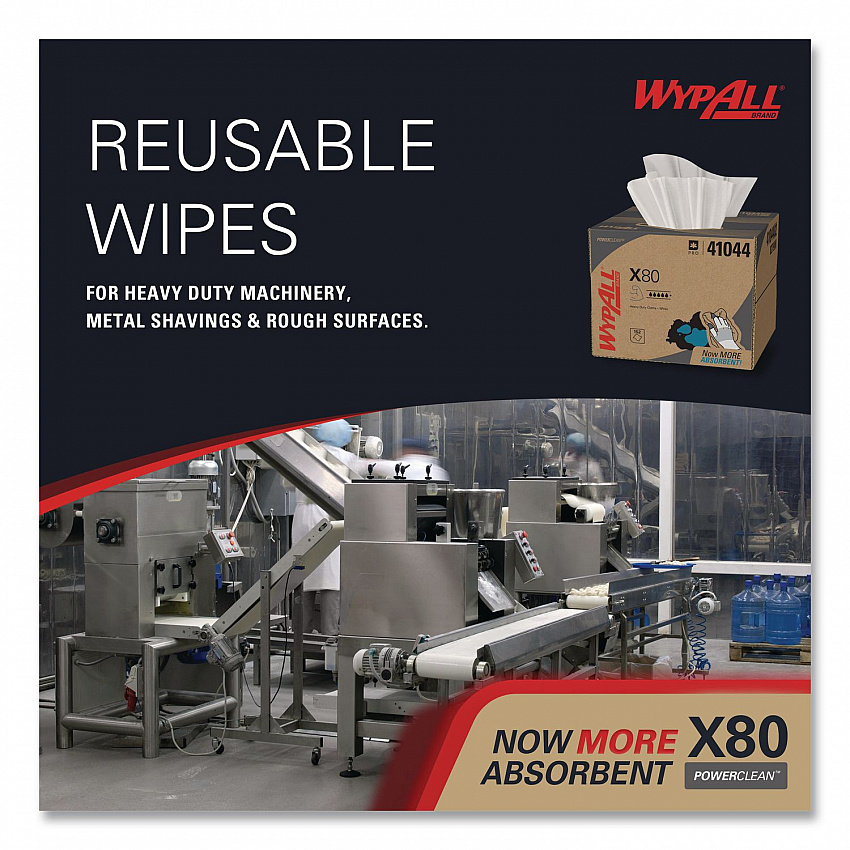 Power Clean X80 Cloths, HYDROKNIT, BRAG Box, 11.1 x 16.8, White, 152/Carton (41044)