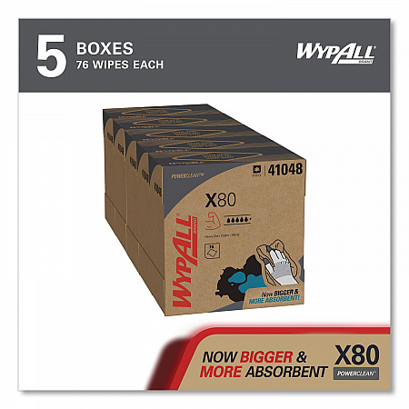 Power Clean X80 Cloths, HYDROKNIT, POP-UP Box, 8.34 x 16.8, White, 76/Box, 5 Boxes/Carton (41048)
